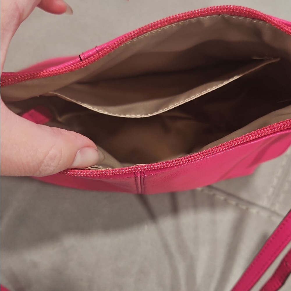 Coach Fuchsia Leather Shoulder Bag - Picture 5 of 11